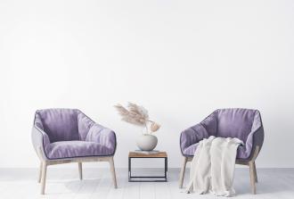 magazynkobiet.pl - two armchairs in modern living room design with pampas grass home accessories 330x223 - Jak wprowadzić kolor fioletowy do mieszkania?