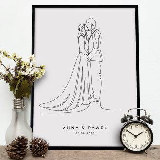 personalizowany rysunek - plakat jako prezent na ślub