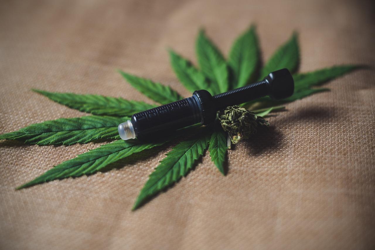 olejek CBD na liściu konopi indyjskiej