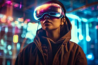 kobieta z okularami VR