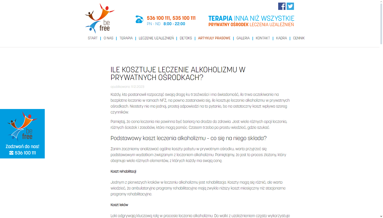 glowne ceny leczenie alkoholizmu www.terapia befree.pl