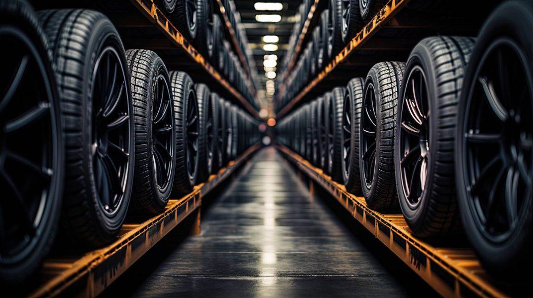 Car tires at warehouse