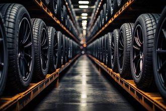 Car tires at warehouse
