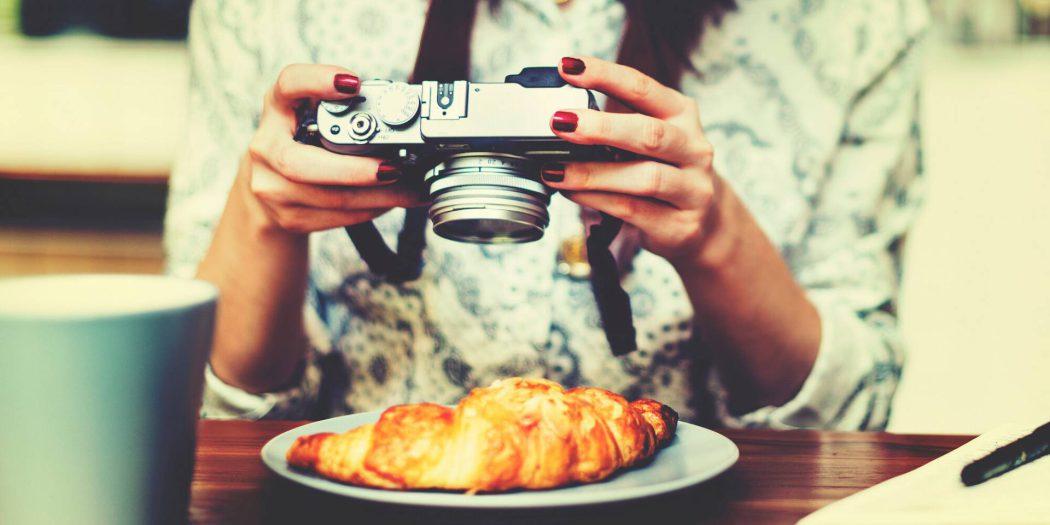 Woman Photographer Food Croissant Photography Concept