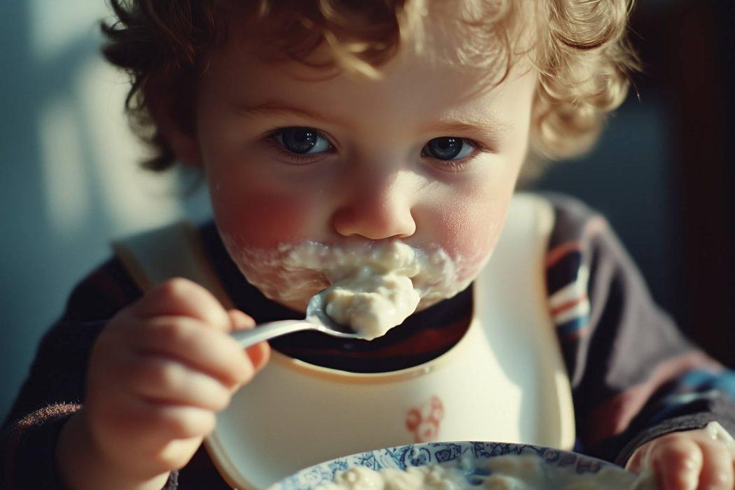 Toddler Eating Yogurt Independently