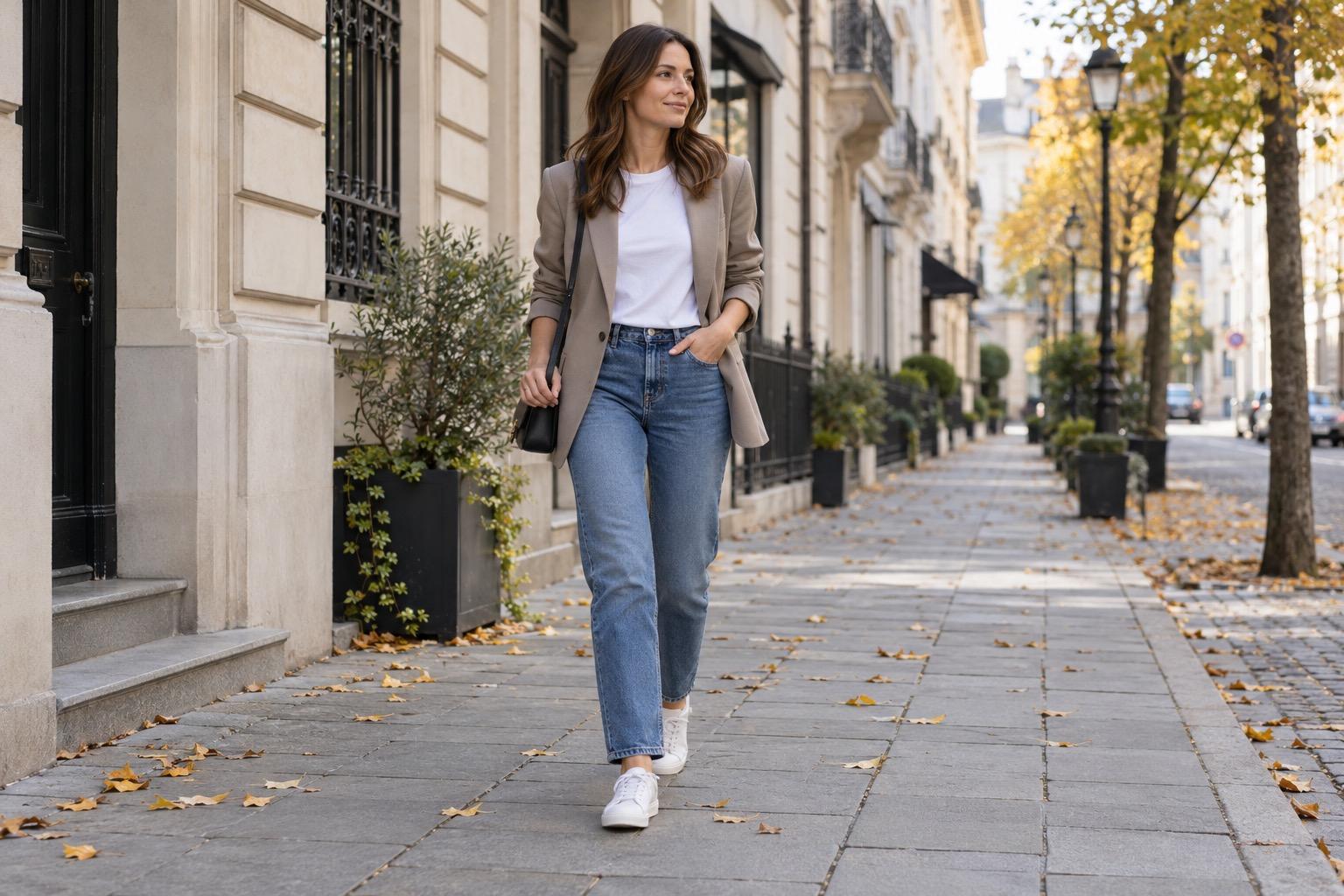 Jak nosić marynarkę damską na co dzień? Stylizacje z jeansami, koszulą i T-shirtem